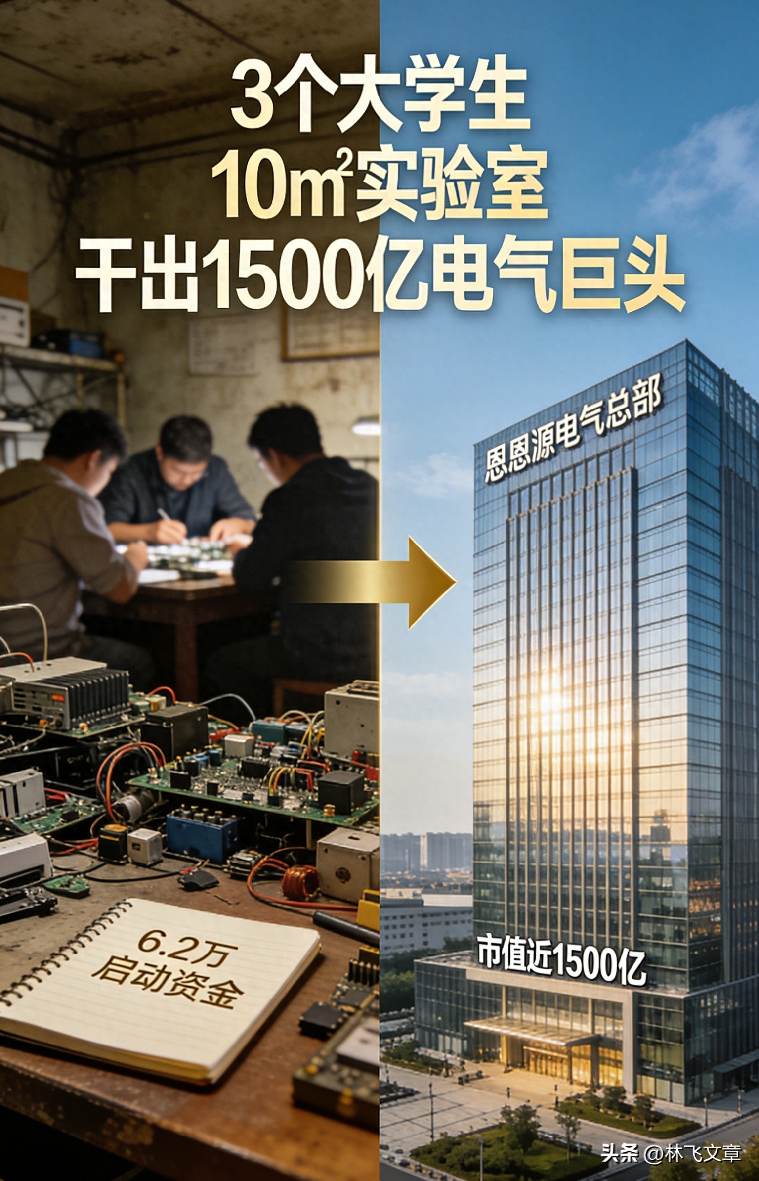 大学生创业逆袭！从6.2万启动资金到近1500亿电气巨头